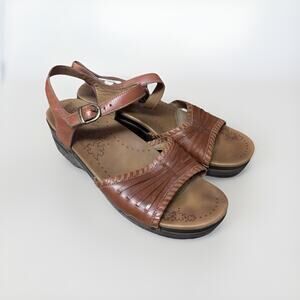 Dansko Leather Sandals Womens EU 42 Brown Comfort Slingback Walking Shoes US 11